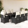 Set de comedor de jardín 9 pzas y cojines ratán sintético negro en Conjuntos de jardín | Comprar online en Foru.es