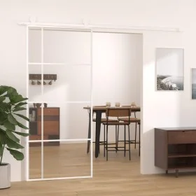 Sliding door with white ESG glass and aluminum frame 90x205 cm by , Doors for the home - Ref: Foro24-151684, Price: 156,62 €,...