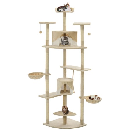 Rascador para gatos con poste de sisal 203 cm beige y blanco de , Mobiliario para gatos - Ref: Foro24-170527, Precio: 146,59 ...