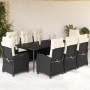 Set de comedor de jardín 9 pzas y cojines ratán sintético negro en Conjuntos de jardín | Comprar online en Foru.es