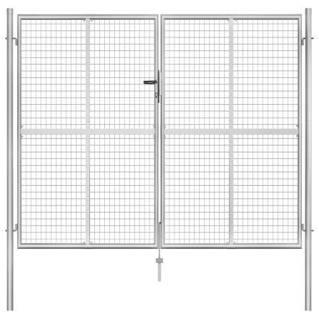 Puerta de jardín de acero galvanizado plateado 306x250 cm de vidaXL, Puertas de jardín - Ref: Foro24-144766, Precio: 596,64 €...