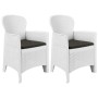 Sillas jardín con cojines 2 uds plástico aspecto ratán blanco de vidaXL, Sillas de jardín - Ref: Foro24-45598, Precio: 243,23...