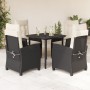 Set de muebles jardín 5 pzas con cojines ratán sintético negro en Conjuntos de jardín | Comprar online en Foru.es