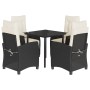 Set de muebles jardín 5 pzas con cojines ratán sintético negro en Conjuntos de jardín | Comprar online en Foru.es