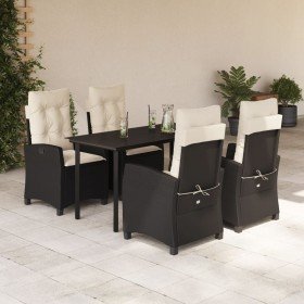 Set de muebles jardín 5 pzas con cojines ratán sintético negro en Conjuntos de jardín | Comprar online en Foru.es