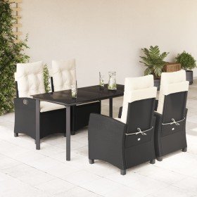 Set de muebles jardín 5 pzas con cojines ratán sintético negro en Conjuntos de jardín | Comprar online en Foru.es