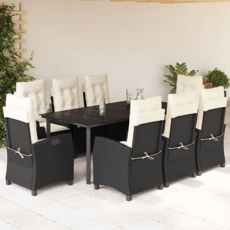 Set de comedor de jardín 9 pzas y cojines ratán sintético negro en Conjuntos de jardín | Comprar online en Foru.es