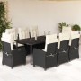 Set de comedor de jardín 9 pzas y cojines ratán sintético negro en Conjuntos de jardín | Comprar online en Foru.es