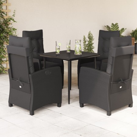 Set de muebles jardín 5 pzas con cojines ratán sintético negro en Conjuntos de jardín | Comprar online en Foru.es