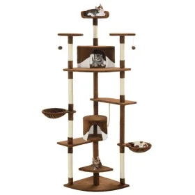 Rascador para gatos con poste de sisal marrón y blanco 203 cm de , Mobiliario para gatos - Ref: Foro24-170528, Precio: 130,38...