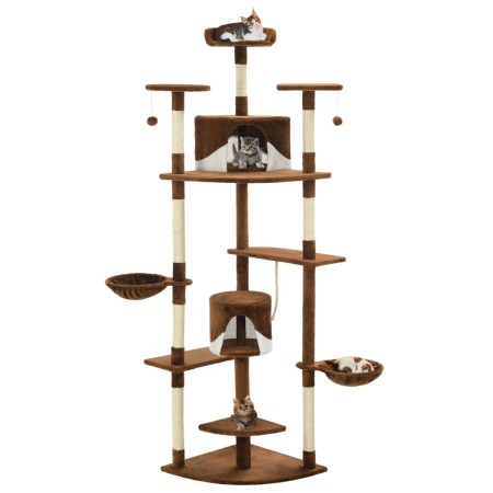 Rascador para gatos con poste de sisal marrón y blanco 203 cm de , Mobiliario para gatos - Ref: Foro24-170528, Precio: 145,48...