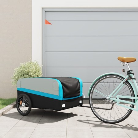 Remolque para bicicleta hierro negro y azul 45 kg de , Remolques para bicicletas - Ref: Foro24-94051, Precio: 89,19 €, Descue...