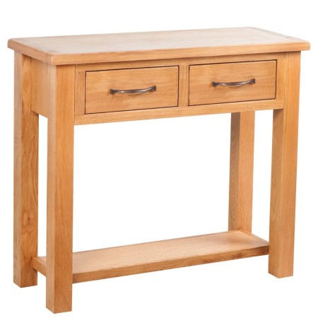 Mesa consola con 2 cajones madera maciza de roble 83x30x73 cm en Mesas auxiliares | Comprar online en Foru.es