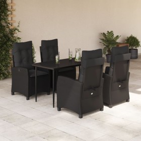 Set de muebles jardín 5 pzas con cojines ratán sintético negro en Conjuntos de jardín | Comprar online en Foru.es