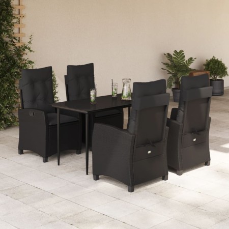 Set de muebles jardín 5 pzas con cojines ratán sintético negro en Conjuntos de jardín | Comprar online en Foru.es