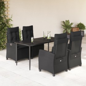 Set de muebles jardín 5 pzas con cojines ratán sintético negro en Conjuntos de jardín | Comprar online en Foru.es