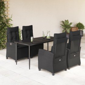 Set de muebles jardín 5 pzas con cojines ratán sintético negro en Conjuntos de jardín | Comprar online en Foru.es