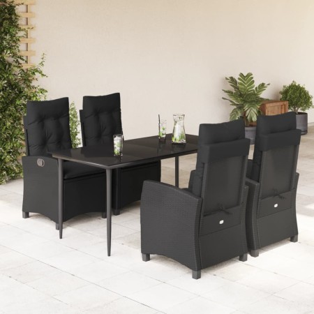 Set de muebles jardín 5 pzas con cojines ratán sintético negro en Conjuntos de jardín | Comprar online en Foru.es