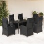 Set de comedor de jardín 7 pzas y cojines ratán sintético negro en Conjuntos de jardín | Comprar online en Foru.es