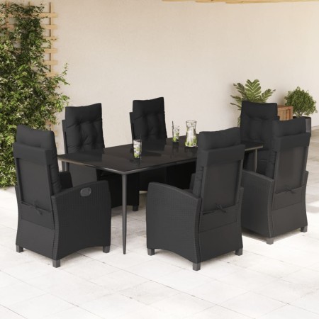Set de comedor de jardín 7 pzas y cojines ratán sintético negro en Conjuntos de jardín | Comprar online en Foru.es