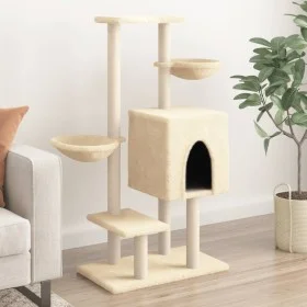 Rascador para gatos con postes de sisal color crema 117 cm de , Mobiliario para gatos - Ref: Foro24-172118, Precio: 56,91 €, ...