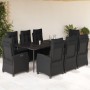 Set de comedor de jardín 9 pzas y cojines ratán sintético negro en Conjuntos de jardín | Comprar online en Foru.es