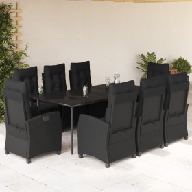 Set de comedor de jardín 9 pzas y cojines ratán sintético negro en Conjuntos de jardín | Comprar online en Foru.es