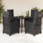 Set de muebles jardín 5 pzas con cojines ratán sintético negro en Conjuntos de jardín | Comprar online en Foru.es
