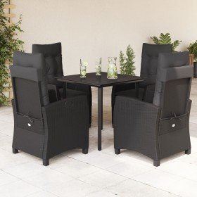 Set de muebles jardín 5 pzas con cojines ratán sintético negro en Conjuntos de jardín | Comprar online en Foru.es