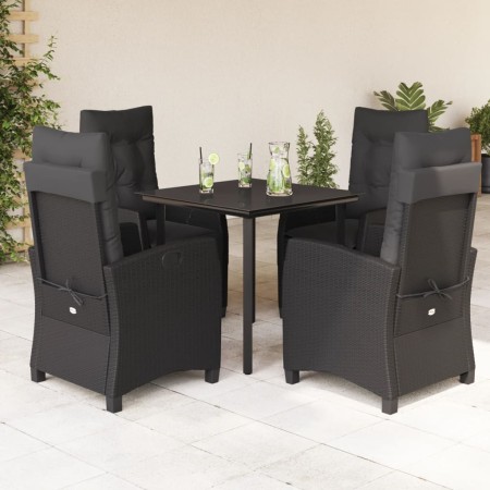 Set de muebles jardín 5 pzas con cojines ratán sintético negro en Conjuntos de jardín | Comprar online en Foru.es