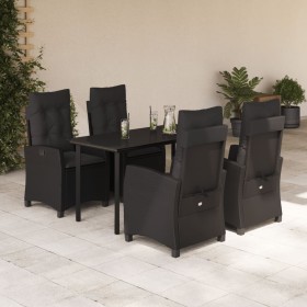 Set de muebles jardín 5 pzas con cojines ratán sintético negro en Conjuntos de jardín | Comprar online en Foru.es