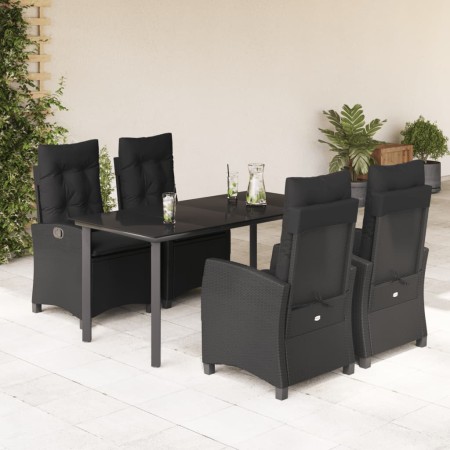 Set de muebles jardín 5 pzas con cojines ratán sintético negro en Conjuntos de jardín | Comprar online en Foru.es