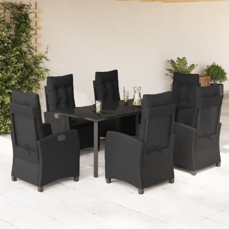 Set de comedor de jardín 7 pzas y cojines ratán sintético negro en Conjuntos de jardín | Comprar online en Foru.es