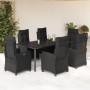 Set de comedor de jardín 7 pzas y cojines ratán sintético negro en Conjuntos de jardín | Comprar online en Foru.es