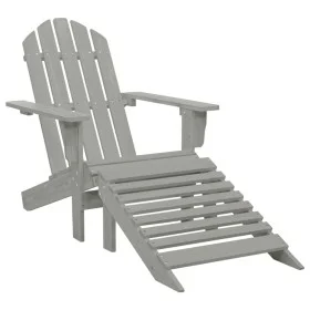 Silla de jardín con otomana de madera gris de vidaXL, Sillas de jardín - Ref: Foro24-45700, Precio: 82,01 €, Descuento: %