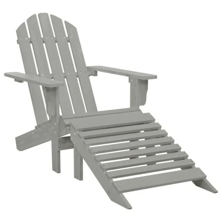Silla de jardín con otomana de madera gris de vidaXL, Sillas de jardín - Ref: Foro24-45700, Precio: 82,01 €, Descuento: %