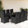 Set de comedor de jardín 9 pzas y cojines ratán sintético negro en Conjuntos de jardín | Comprar online en Foru.es