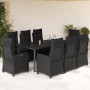 Set de comedor de jardín 9 pzas y cojines ratán sintético negro en Conjuntos de jardín | Comprar online en Foru.es