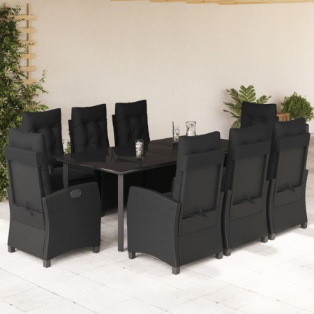 Set de comedor de jardín 9 pzas y cojines ratán sintético negro en Conjuntos de jardín | Comprar online en Foru.es