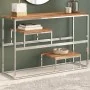 Mesa consola acero inoxidable plateado y madera maciza acacia de , Mesas consola - Ref: Foro24-350007, Precio: 99,30 €, Descu...