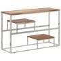 Mesa consola acero inoxidable plateado y madera maciza acacia de , Mesas consola - Ref: Foro24-350007, Precio: 99,30 €, Descu...