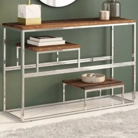 Silver Stainless Steel and Solid Wood Console Table by , console tables - Ref: Foro24-350005, Price: 112,15 €, Discount: %