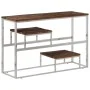 Mesa consola de acero inoxidable plateado y madera maciza de , Mesas consola - Ref: Foro24-350005, Precio: 112,15 €, Descuent...