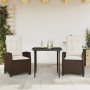Set comedor de jardín 3 piezas y cojines ratán sintético marrón en Conjuntos de jardín | Comprar online en Foru.es