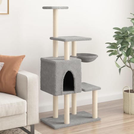 Rascador para gatos con postes de sisal gris claro 131 cm de , Mobiliario para gatos - Ref: Foro24-172128, Precio: 56,27 €, D...