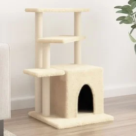 Rascador para gatos con postes de sisal color crema 83,5 cm de , Mobiliario para gatos - Ref: Foro24-172121, Precio: 46,48 €,...