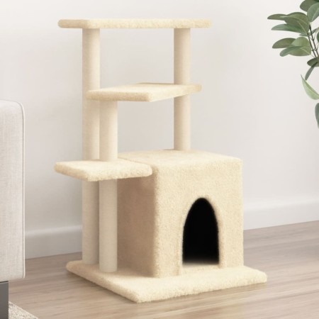 Rascador para gatos con postes de sisal color crema 83,5 cm de , Mobiliario para gatos - Ref: Foro24-172121, Precio: 47,21 €,...