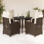 Set comedor de jardín 5 piezas y cojines ratán sintético marrón en Conjuntos de jardín | Comprar online en Foru.es