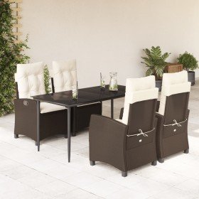 Set comedor de jardín 5 piezas y cojines ratán sintético marrón en Conjuntos de jardín | Comprar online en Foru.es