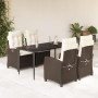 Set comedor de jardín 5 piezas y cojines ratán sintético marrón en Conjuntos de jardín | Comprar online en Foru.es